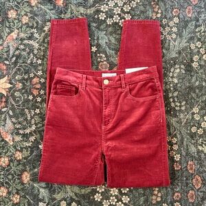 NWT Ann Taylor LOFT Red Corduroy High Waisted Skinny Pants